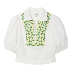 NWT! Kate Spade New York Embroidered Lemons Puff Sleeve Top. Size XXL.